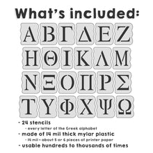 Load image into Gallery viewer, Greek Letter Stencil Kit