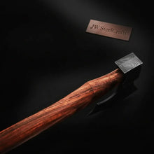 Load image into Gallery viewer, Traditional Norse Bearded War Axe (Skeggøx) featuring Damascus Steel Head, Solid Wood Handle, Sheath Included