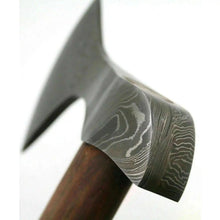 Load image into Gallery viewer, Custom Handmade Damascus Steel Burl Wood Axe Hatchet Tomahawk