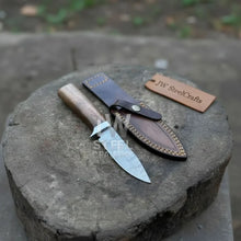 Load image into Gallery viewer, Handmade 7 Inch Damascus Outdoor Utility Knife – Multiple Handle Options