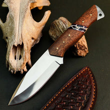 Load image into Gallery viewer, 8.8" Handmade Stainless Steel Bushcraft Knife – Full Tang Wood Handle &amp; Sheath