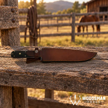 Load image into Gallery viewer, Blackridge Damascus Bowie Knife – Micarta Handle &amp; Leather Sheath