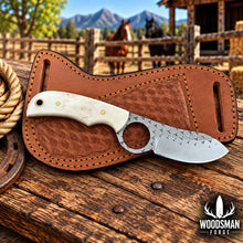 Load image into Gallery viewer, Bonecrest Rasp Steel Skinner Knife – Bone Handle &amp; Leather Sheath