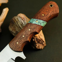 Load image into Gallery viewer, 9.8" Handmade Stainless Steel Bushcraft Knife – Full Tang Wood Handle &amp; Sheath