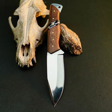 Load image into Gallery viewer, 8.7" Handmade Stainless Steel Bushcraft Knife – Full Tang Wood Handle &amp; Sheath