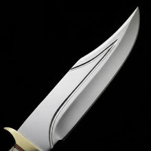 Load image into Gallery viewer, D2 Steel Bowie Knife – Twin Fuller Blade, Stag Antler Handle &amp; Leather Sheath