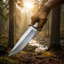 Load image into Gallery viewer, Handmade D2 Steel Bowie Knife – Natural Antler Handle &amp; Leather Sheath