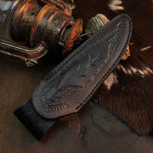 Load image into Gallery viewer, 9.2" Handmade Damascus Bushcraft Knife – Full Tang Wood Handle &amp; Sheath
