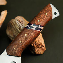 Load image into Gallery viewer, 8.8" Handmade Stainless Steel Bushcraft Knife – Full Tang Wood Handle &amp; Sheath