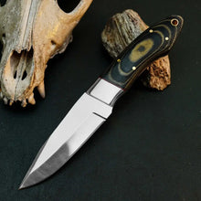 Load image into Gallery viewer, 8.1" D2 Steel Skinner Hunting Knife – Full Tang Micarta Handle &amp; Sheath