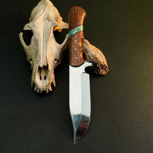 Load image into Gallery viewer, 9.8" Handmade Stainless Steel Bushcraft Knife – Full Tang Wood Handle &amp; Sheath