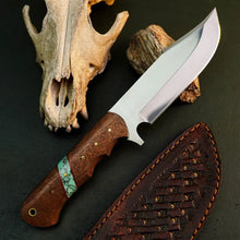 Load image into Gallery viewer, 9.8" Handmade Stainless Steel Bushcraft Knife – Full Tang Wood Handle &amp; Sheath