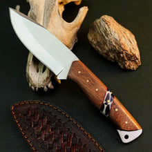 Load image into Gallery viewer, 8.7" Handmade Stainless Steel Bushcraft Knife – Full Tang Wood Handle &amp; Sheath
