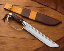 Load image into Gallery viewer, 18-Inch D2 Steel D-Guard Bowie Knife with Rosewood Handle