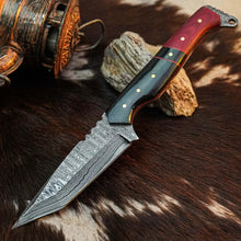 Load image into Gallery viewer, 8.7" Handmade Damascus Knife – Full Tang Hybrid Handle &amp; Sheath