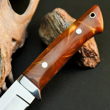 Load image into Gallery viewer, 8.6" Handmade Stainless Steel Hunting Knife – Full Tang Resin Handle &amp; Sheath