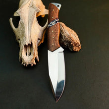 Load image into Gallery viewer, 8.8" Handmade Stainless Steel Bushcraft Knife – Full Tang Wood Handle &amp; Sheath