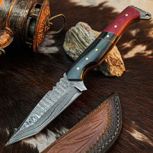 Load image into Gallery viewer, 8.7" Handmade Damascus Knife – Full Tang Hybrid Handle &amp; Sheath