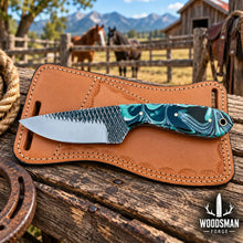 Load image into Gallery viewer, Ironbriar Rasp Steel Skinner Knife – Resin Handle &amp; Leather Sheath