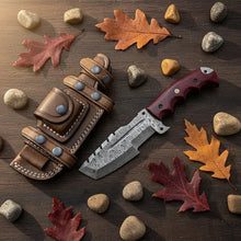 Load image into Gallery viewer, Hand Forged Damascus Tracker Knife with Micarta Handle