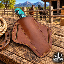 Load image into Gallery viewer, Ranchspire Rasp Steel Cowboy Bull Cutter Knife – Resin Handle &amp; Leather Sheath