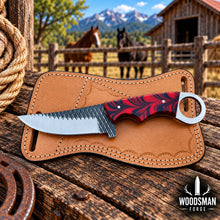 Load image into Gallery viewer, Ashridge Rasp Steel Skinner Knife – Resin Handle &amp; Leather Sheath