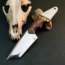 Load image into Gallery viewer, 8.9" Handmade Stainless Steel Hunting Knife – Full Tang Wood Handle &amp; Sheath