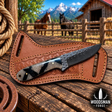 Load image into Gallery viewer, Thornvale Rasp Steel Skinner Knife – Resin Handle &amp; Leather Sheath