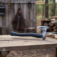 Load image into Gallery viewer, Hand-finished Bearded Axe – Detailed Etched Steel Head with Minimalist Black Handle