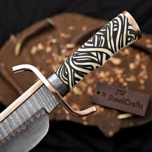 Load image into Gallery viewer, Copper Damascus Alamo Bowie Knife Handmade 12-Inch Musso-Style Collector Blade