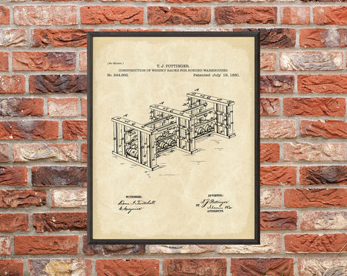 Whiskey Racks Patent Print - Digital Download - 7 Different Backgrounds Included