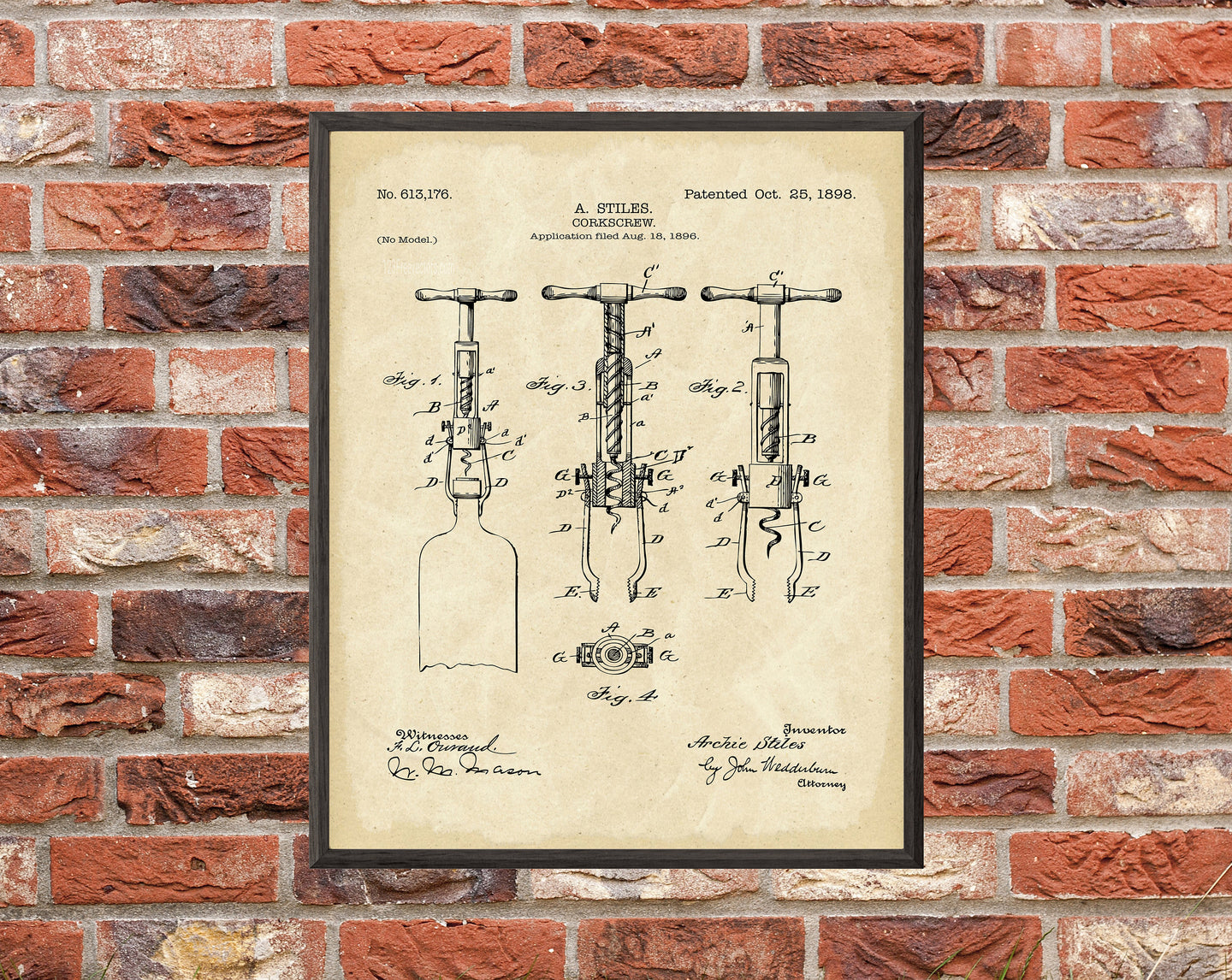 Corkscrew Patent Print - Digital Download - 7 Different Backgrounds Included