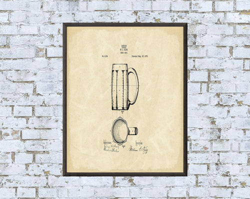 Beer Mug Patent Print - Digital Download - 7 Different Backgrounds Included