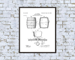 Keg Patent Print - Digital Download - 7 Different Backgrounds Included