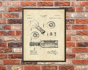 Beer Bottle Patent Print - Digital Download - 7 Different Backgrounds Included