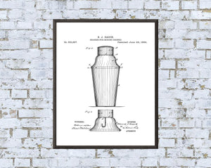 Drink Shaker Patent Print - Digital Download - 7 Different Backgrounds Included