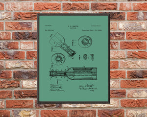 Beer Bottle Patent Print - Digital Download - 7 Different Backgrounds Included