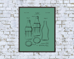 Coke Bottle Patent Print - Digital Download - 7 Different Backgrounds Included
