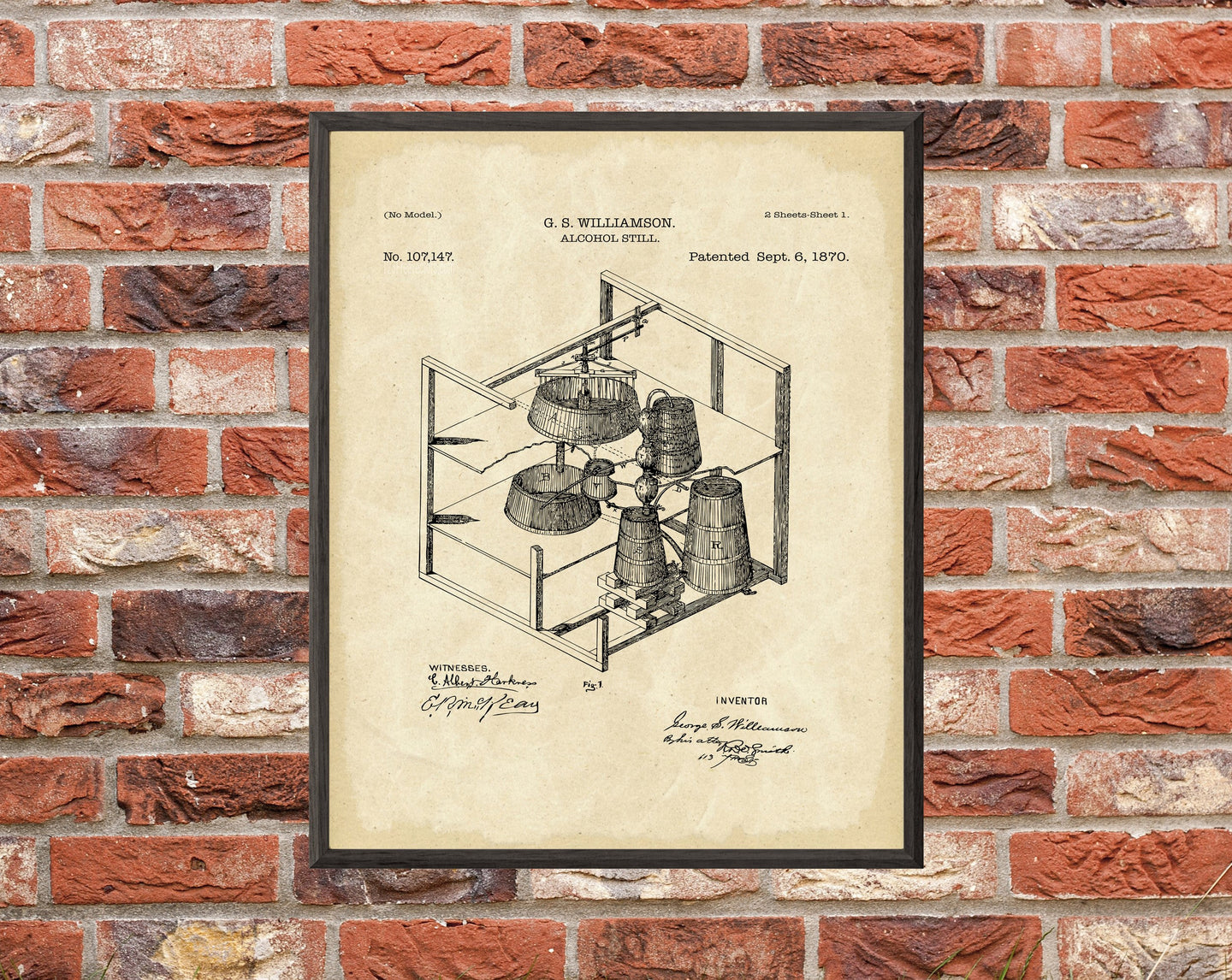 Alcohol Still Patent Print - Digital Download - 7 Different Backgrounds Included