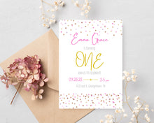 Load image into Gallery viewer, Pink &amp; Gold Birthday Invitation editable digital download