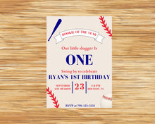 Load image into Gallery viewer, Rookie of the Year First Birthday Invitation | Editable Baseball First Birthday Invitation | Boy Sports First Birthday