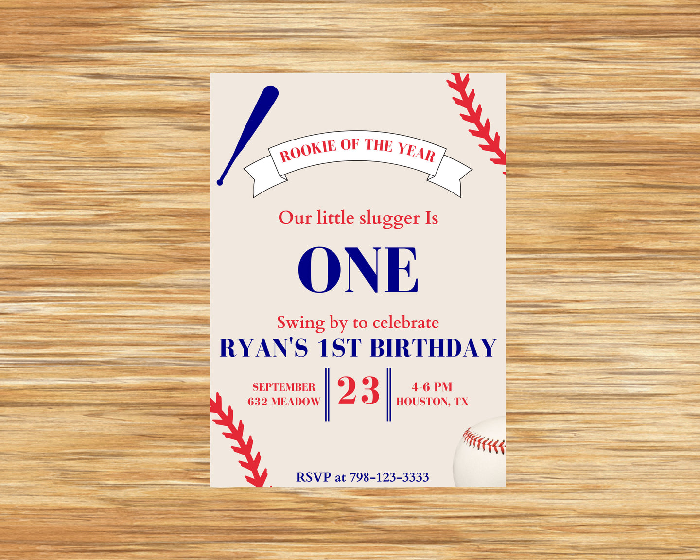 Rookie of the Year First Birthday Invitation | Editable Baseball First Birthday Invitation | Boy Sports First Birthday