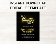 Load image into Gallery viewer, Talk Thirty To Me Invitation Template | Editable Invitation | 30th Birthday | Birthday Invitation