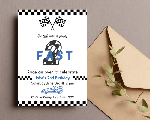 Two Fast Birthday Invitation | 2nd Birthday Invitation | Editable Digital Download Invitation | Race Car Theme Birthday | Racing Birthday