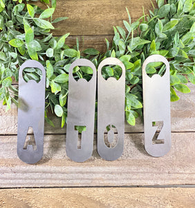 Personalized Last Name Letter Bartender Style Bottle Openers