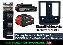 Load image into Gallery viewer, 6 Pack of Stealth Mounts for Bosch 18v  Battery Holder Slots Shelf Rack Stand Van Belt