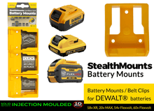 Load image into Gallery viewer, 6 Pack of Stealth Mounts for DeWALT 20v/18v  54v/60v BATTERY Holder Slots Shelf Rack Stand Van Belt
