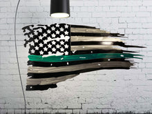 Load image into Gallery viewer, Tattered Thin Green Line Distressed American Flag For Military