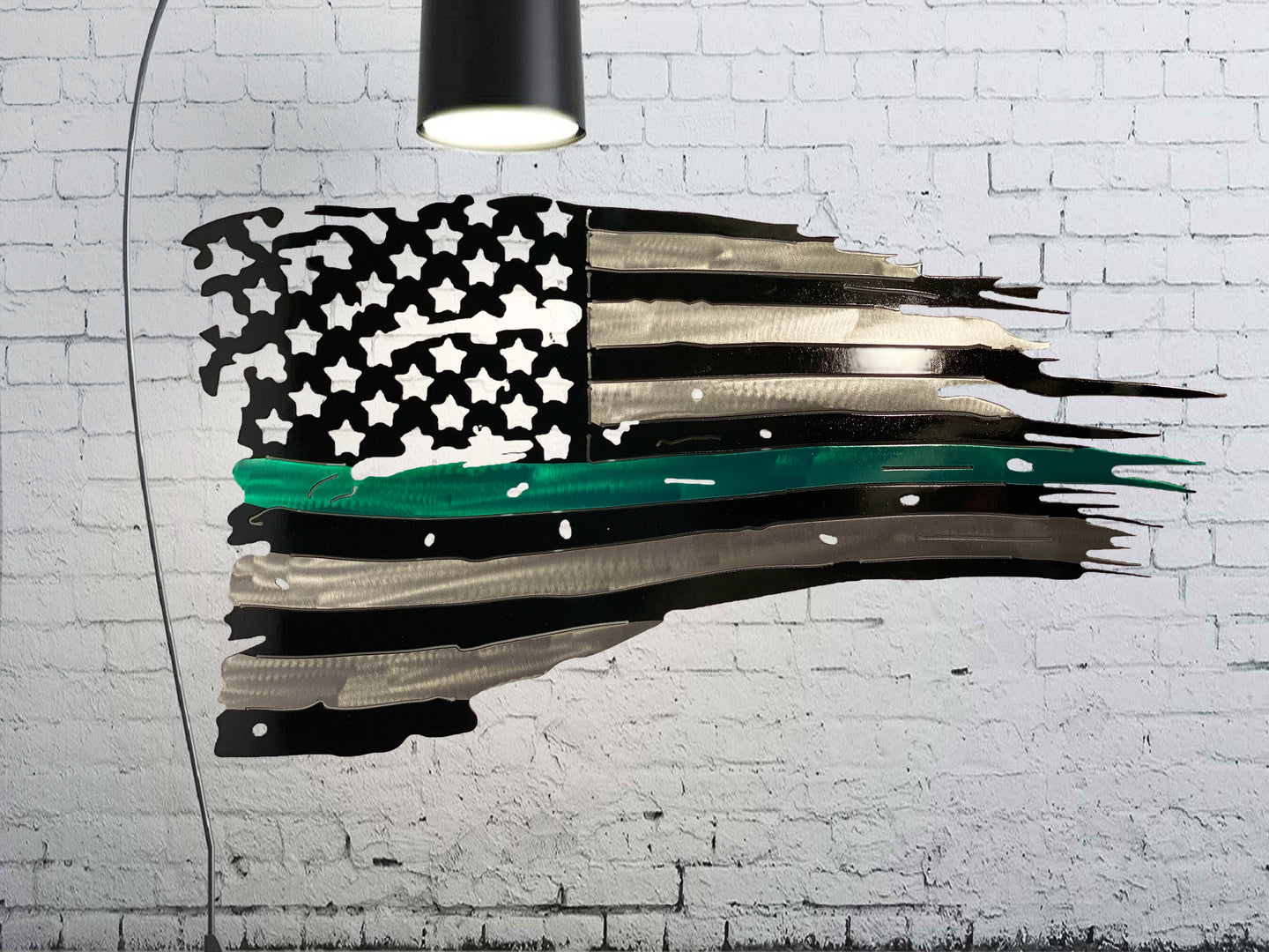 Tattered Thin Green Line Distressed American Flag For Military