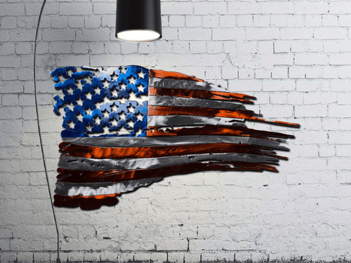 Tattered American Flag Custom Metal Wall Art